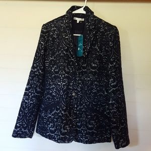 CAbi Jacquard Jacket size 6 NWT Navy